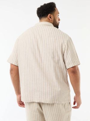 Мъжка ленена риза с къс ръкав макси размер