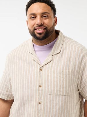 Мъжка ленена риза с къс ръкав макси размер