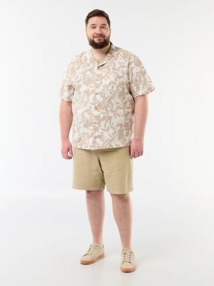 Мъжка ленена риза с къс ръкав макси размер