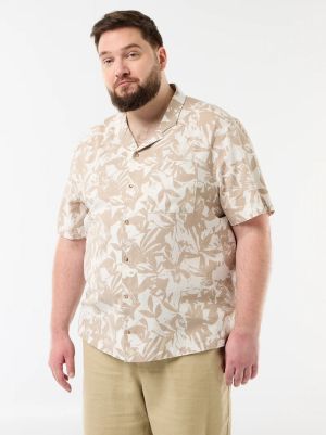 Мъжка ленена риза с къс ръкав макси размер