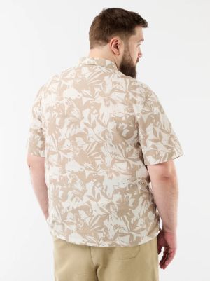 Мъжка ленена риза с къс ръкав макси размер