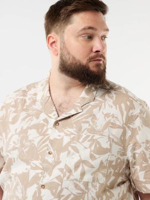 Мъжка ленена риза с къс ръкав макси размер