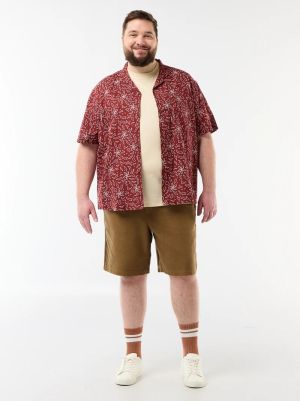 Мъжка ленена риза с къс ръкав макси размер