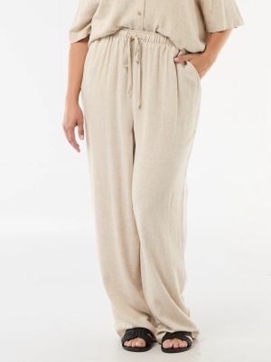 Широк дамски панталони от ленена смес 