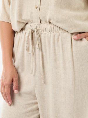 Широк дамски панталони от ленена смес 