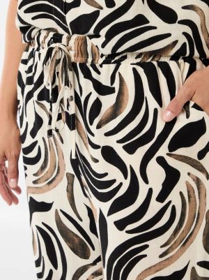 Широк дамски панталони от ленена смес 