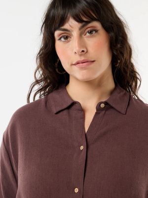 Дамска ленена риза с къс ръкав