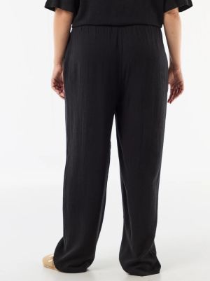 Широк дамски панталони от ленена смес 